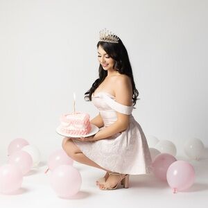 Fashion Nova Blush Pink Rose Jacquard Sweetheart Dress